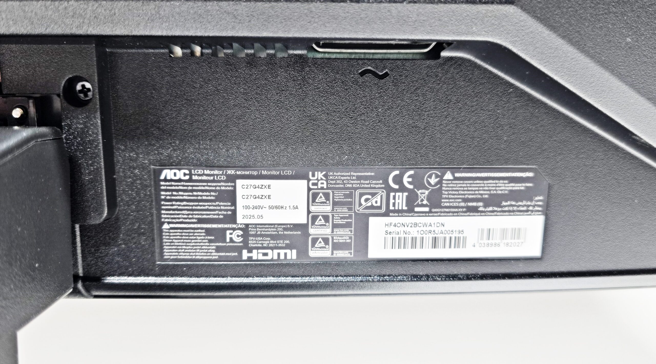 Monitor AOC 27 C27G4ZXE 27" 280 Hz